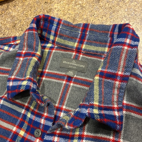 L. L. Bean Signature Organic Cotton Flannel Button Up Shirt Slim Fit XXL 507625 - Picture 5 of 14